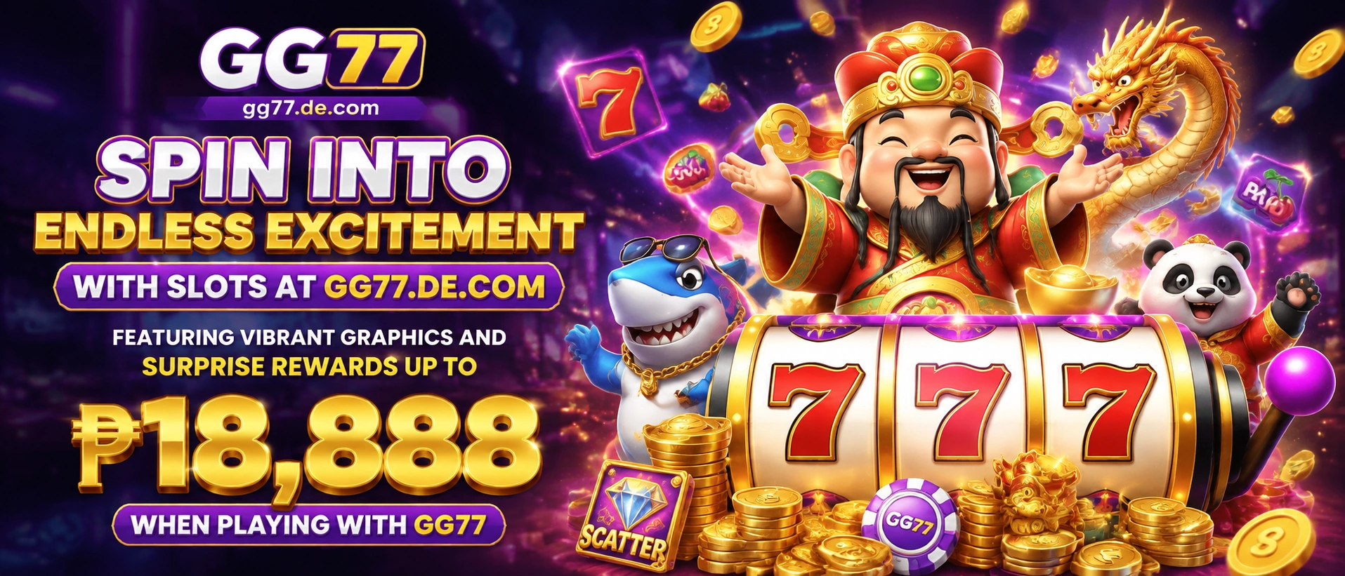 Slot game preview with reels and bright icons